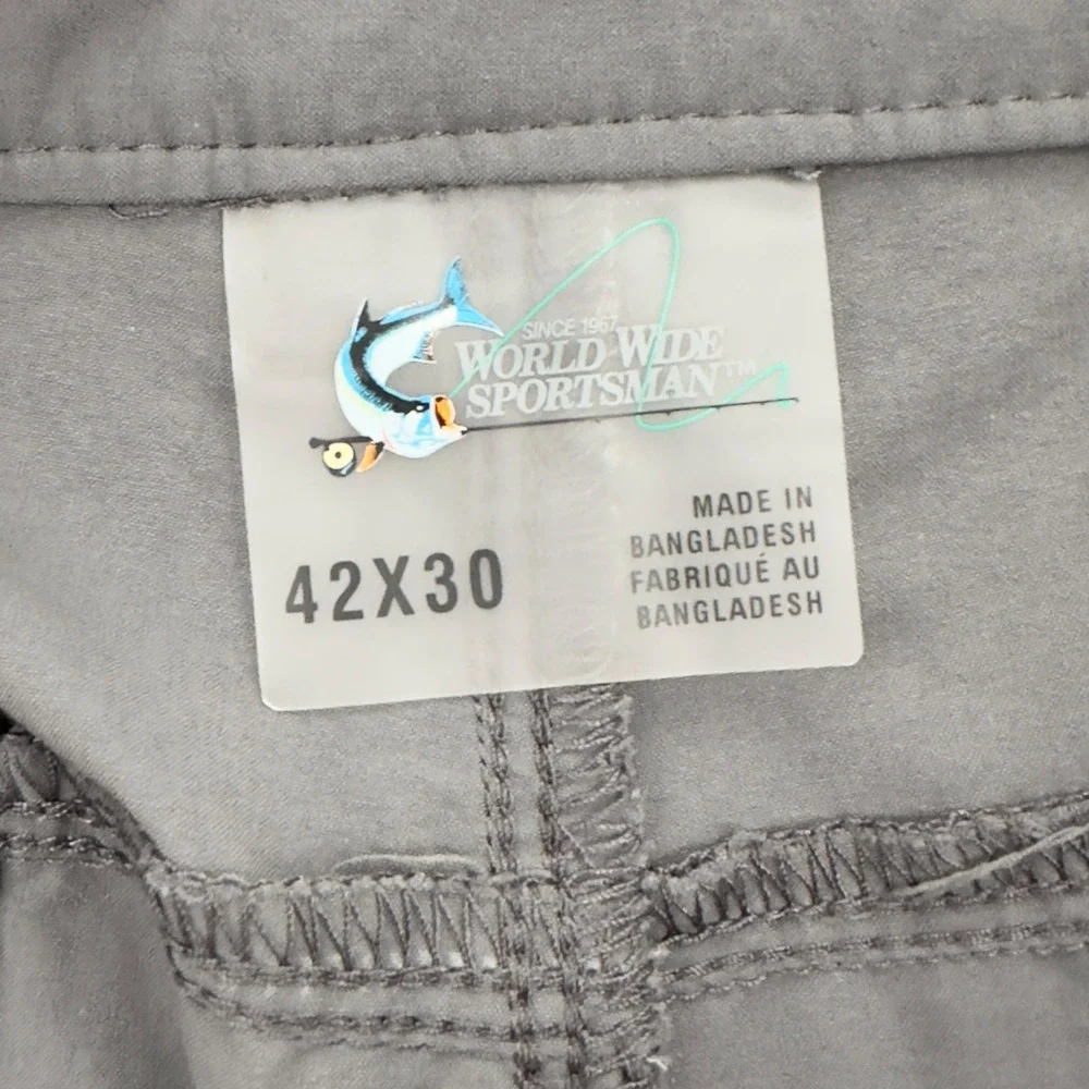 World‎ Wide Sportsman Ultimate Angler Pants Mens Size 42x30 Gray UPF Outdoors